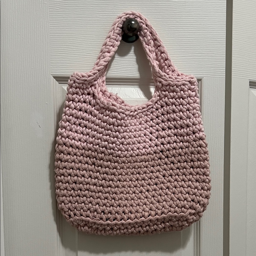 Handcrafted Pink Crochet Tote Bag